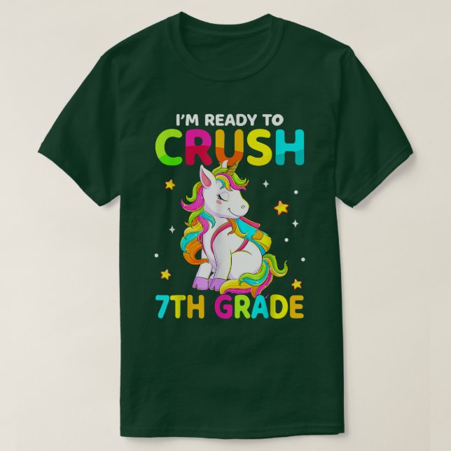 Camiseta Esmagar 7 Dabbing Unicorn De volta à escola (Frente do Design)