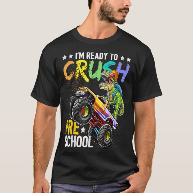 Camiseta Esmagar O Monstro Do Dinossauro De Volta A Sch (Frente)
