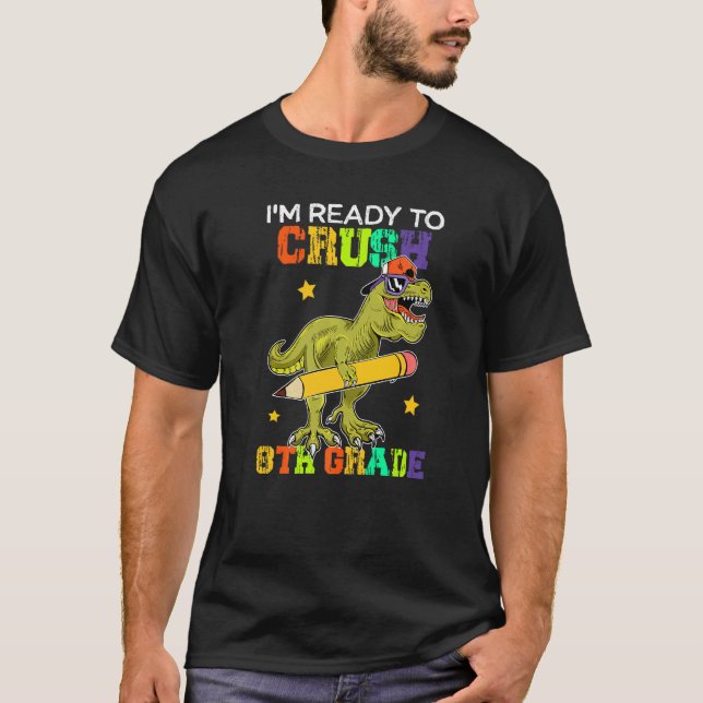 Camiseta Esmagar Óculos De Sol Do Dinossauro Do 8º Ano De V (Frente)