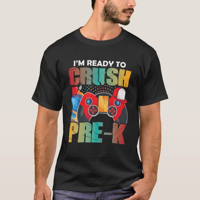 Camiseta Esmagar Pré-K De Volta Para A Escola Rapazes Crian (Frente)