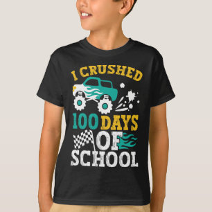 Camiseta Esmagei 100 Dias De Crianças De Caminhão De Monstr