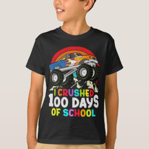 Camiseta Esmagei 100 Dias De Crianças De Caminhões De Monst