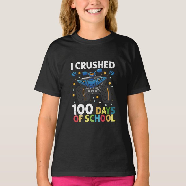 Camiseta Esmagei 100 Dias de Garotos de Monstro Escolar (Frente)