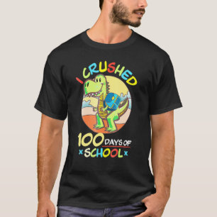Camiseta Esmagei 100 Dias De Meninos Escolares De Dinossaur