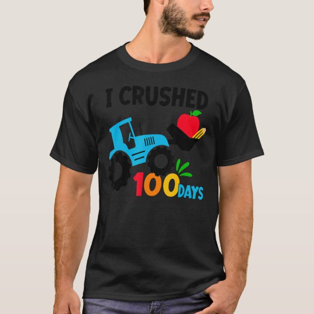 Camiseta Esmagei 100 Dias Feliz 100º Dia Do Trato Escolar (Frente)