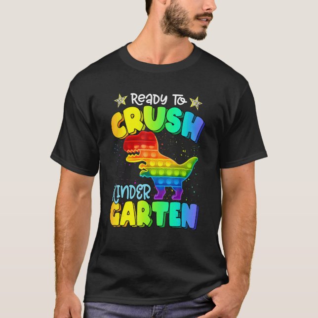 Camiseta Esmague Jardim de Infância Dinosaur Pop It Fidget  (Frente)