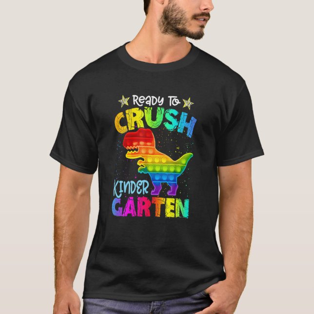 Camiseta Esmague Jardim de Infância Dinosaur Pop It Fidget  (Frente)