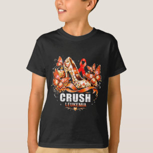 Camiseta Esmague leucemia câncer salto alto borboleta flor