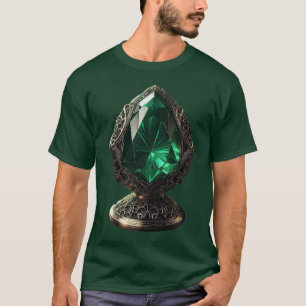 Camiseta Esmeralda Gigante No Pedestal De Prata Sterling