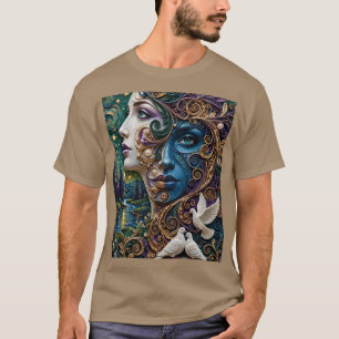 Camiseta Esmeralda Safira Ameixa Duplo Perfil Mulher 3D