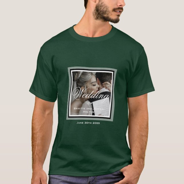 Camiseta Esmeralda verde Personalizável T-Shirt de casament (Frente)