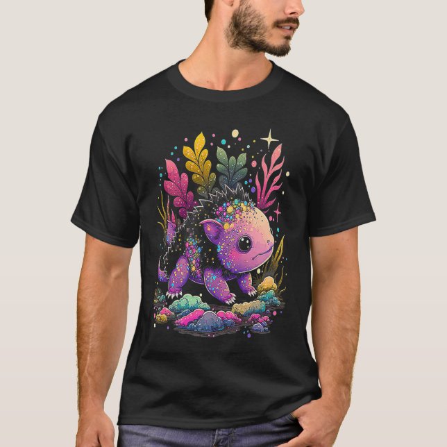 Camiseta Esoteric Axolotl Pet Crystals Cute Illustration (Frente)