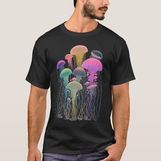 Camiseta Esoteric Jellyfish Crystals Cute Illustration  1 (Frente)