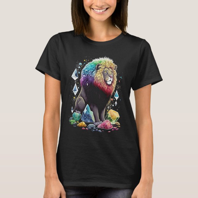 Camiseta Esoteric Lion Crystals Cute Illustration  2 (Frente)