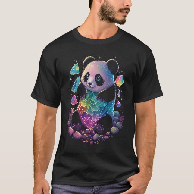 Camiseta Esoteric Panda Crystals Cute Illustration (Frente)