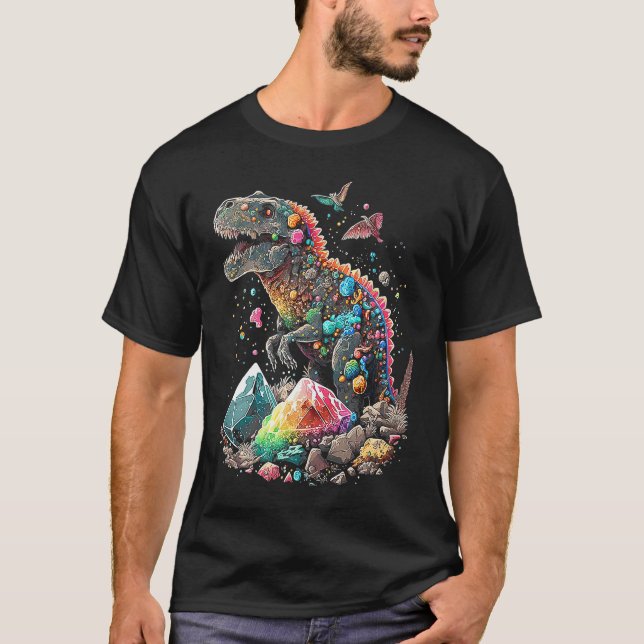 Camiseta Esoteric Rex Trex Crystals Cute Illustration Premi (Frente)