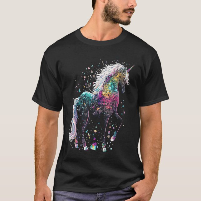 Camiseta Esoteric Unicorn Crystals Cute Illustration (Frente)