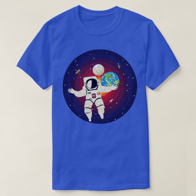 Camiseta Espaçador e planeta Terra (Frente do Design)