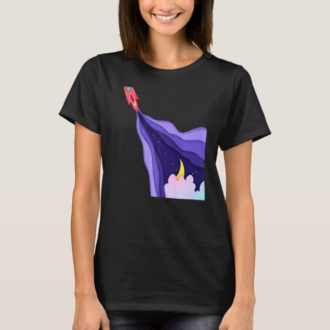 Camiseta Espachante De Navio De Foguete Desligado Da Lua S (Frente)