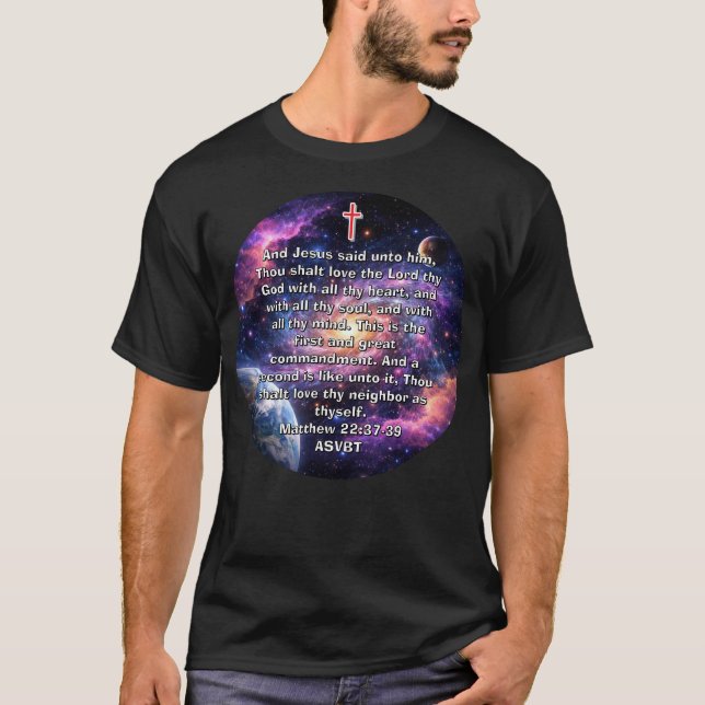Camiseta Espacial com Versículo Bíblico dos Dois G (Frente)