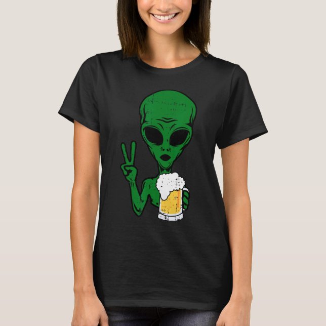 Camiseta Espaço-51 Cerveja Alienígena Sinal de Paz Hallow B (Frente)