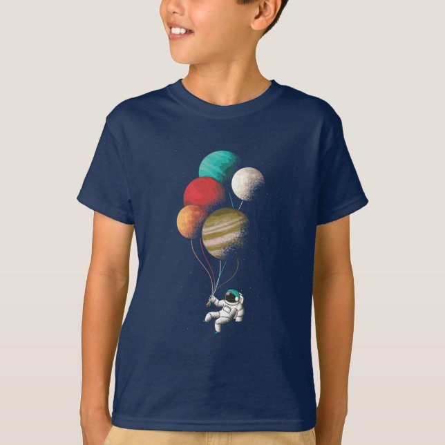 Camiseta Espaço Astronauta, Balões Espaciais Planetas da Lu (Frente)