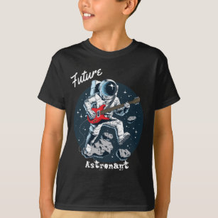Camiseta Espaço Astronauta Futuro Tocando Violão Legal