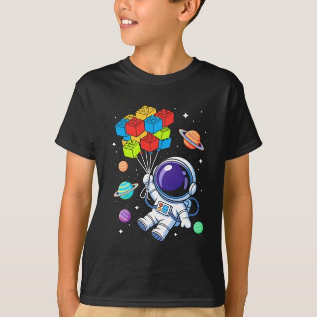 Camiseta Espaço Astronauta Mestre Builder Bloco Funny (Frente)