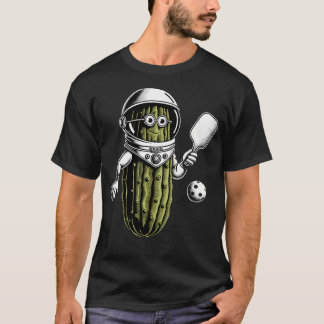 Camiseta Espaço Astronauta Picles Jogando Pickleball Picles