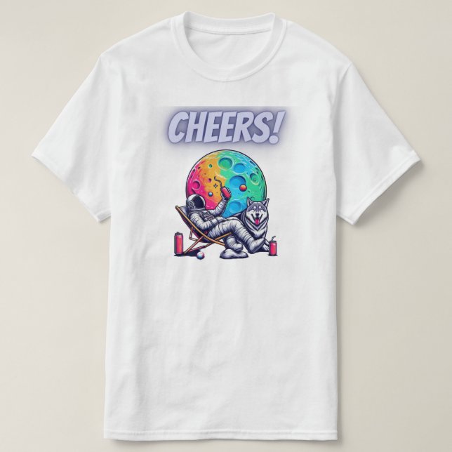 Camiseta espaço com lobo (Frente do Design)