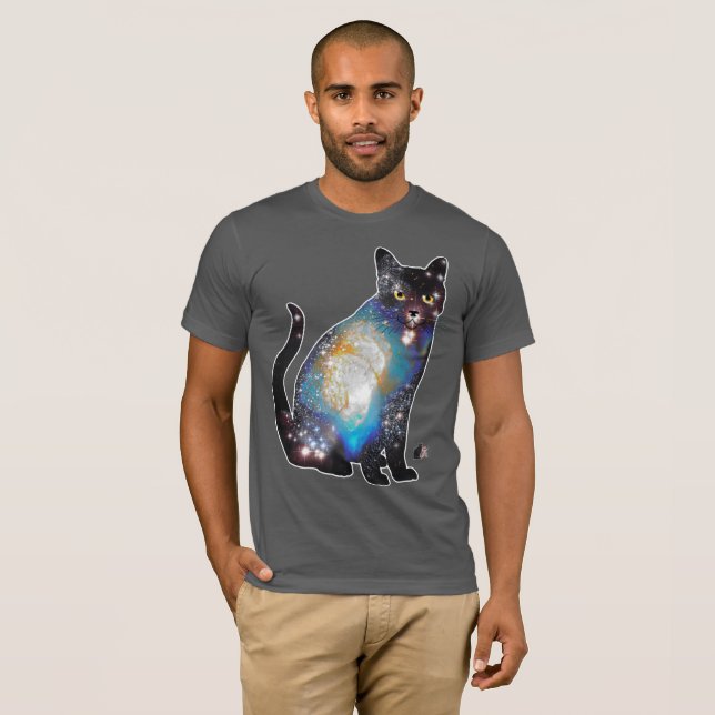 Camiseta Espaço Cosmos Em T-shirt De Gato (Frente Completa)
