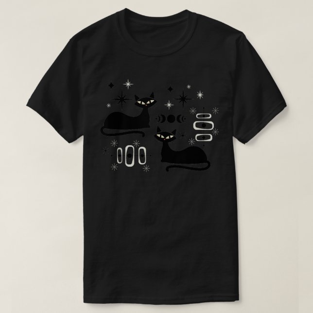 Camiseta Espaço da Era Atômica do Gato do Meio século do Me (Frente do Design)
