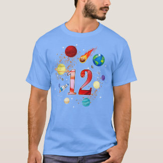 Camiseta Espaço de 12 anos de idade 12 Astr. Planetas de Bo