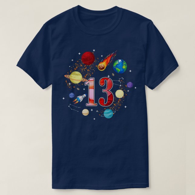 Camiseta Espaço de 13 anos de idade 13 Astr. Planetas de Bo (Frente do Design)