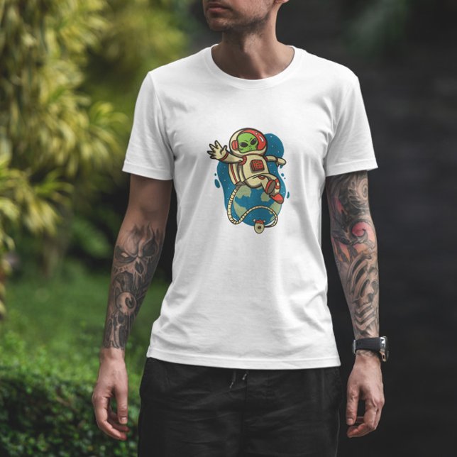 Camiseta Espaço de Cartoon de Alienígena Astronauta (Criador carregado)