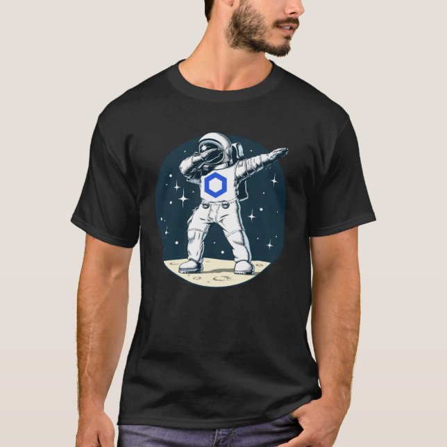 Camiseta Espaço de Dabbing de Chainlink de Diversão de Cryp (Frente)