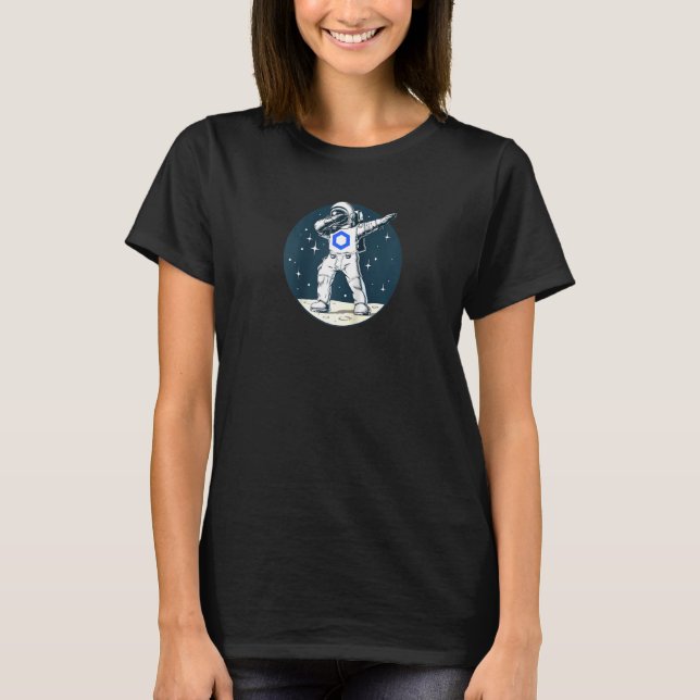 Camiseta Espaço de Dabbing de Chainlink de Diversão de Cryp (Frente)