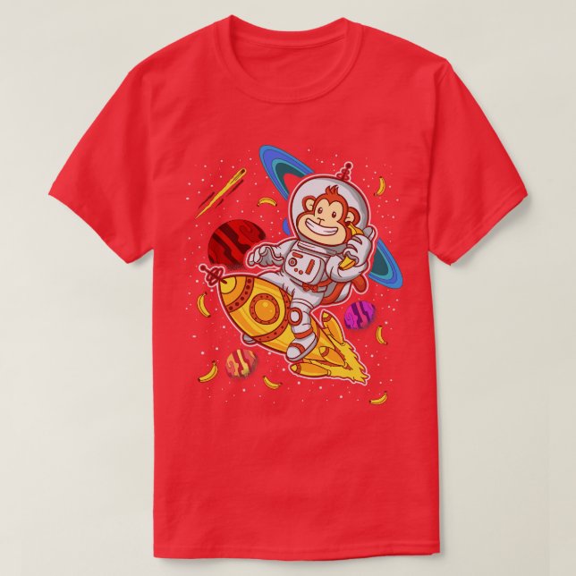 Camiseta Espaço de Passeio do Macaco Astronauta (Frente do Design)