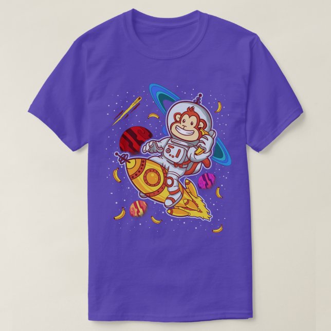 Camiseta Espaço de Passeio do Macaco Astronauta (Frente do Design)