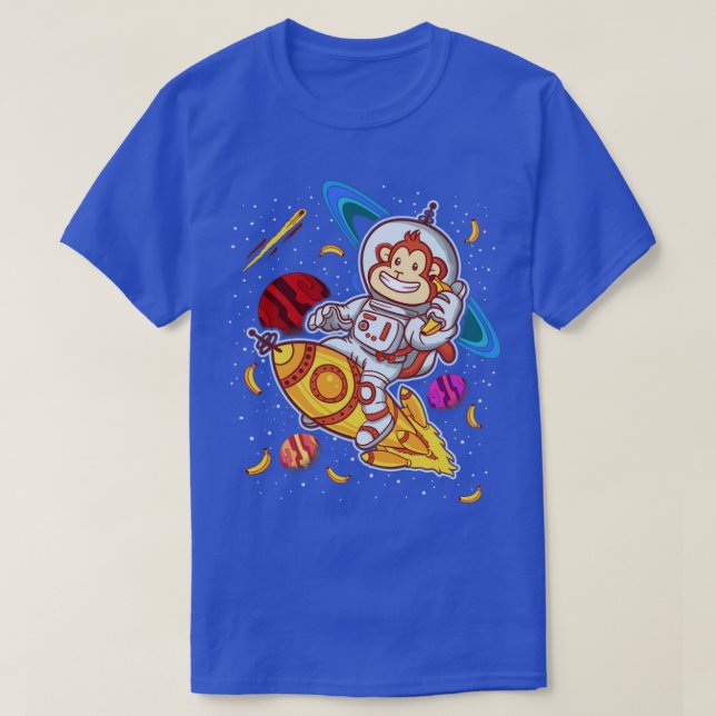 Camiseta Espaço de Passeio do Macaco Astronauta (Frente do Design)