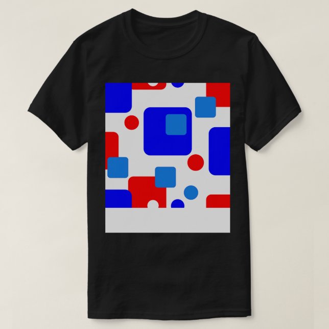Camiseta Espaço de Sonho Abstrato da Retrora Vermelho Azul  (Frente do Design)