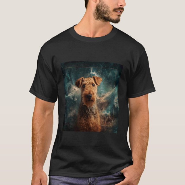 Camiseta Espaço do Airedale Terrier (Frente)