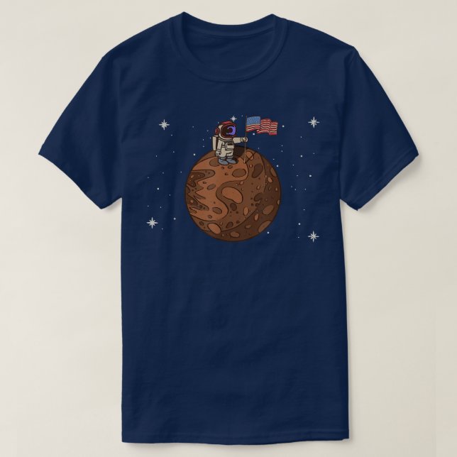 Camiseta Espaço do Astronauta do Sinalizador dos EUA Descob (Frente do Design)