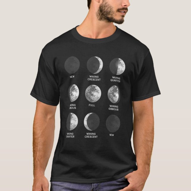 Camiseta Espaço do Ciclo da Fase da Lua (Frente)