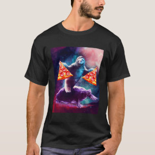 Camiseta Espaço Engraçado Largura Com Pizza Viajando Em Tar