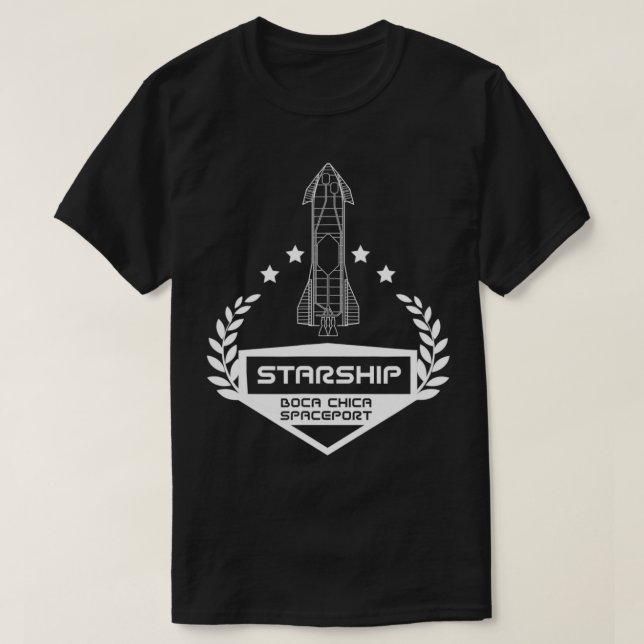 Camiseta Espaco espacial estelar Rocket Boca Chica Spacep (Frente do Design)