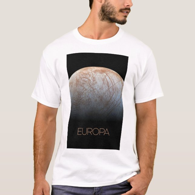 Camiseta Espaço Exterior, Cosmos, Sistema Solar, Lua Europa (Frente)