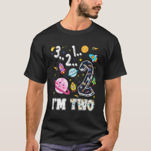 Camiseta Espaço Exterior Eu sou segundo aniversário Rocket