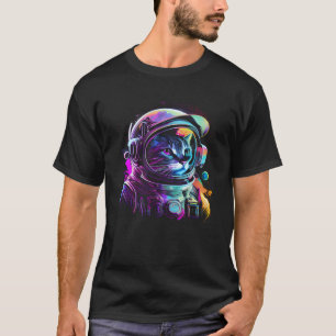 Camiseta Espaço Exterior Galáxia da face do Gatinho de Gato