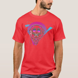 Camiseta Espaço Exterior Macaco Onda Sintética Vaporwave Re
